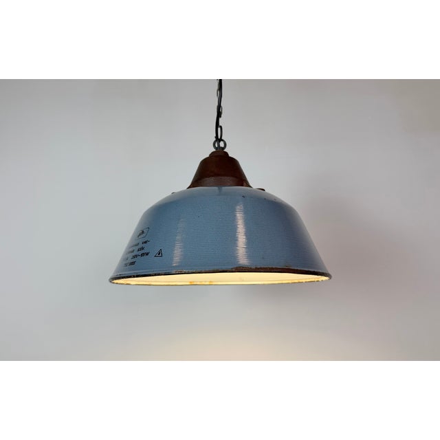 Industrial Grey Enamel and Cast Iron Pendant Light, 1960s For Sale - Image 10 of 18
