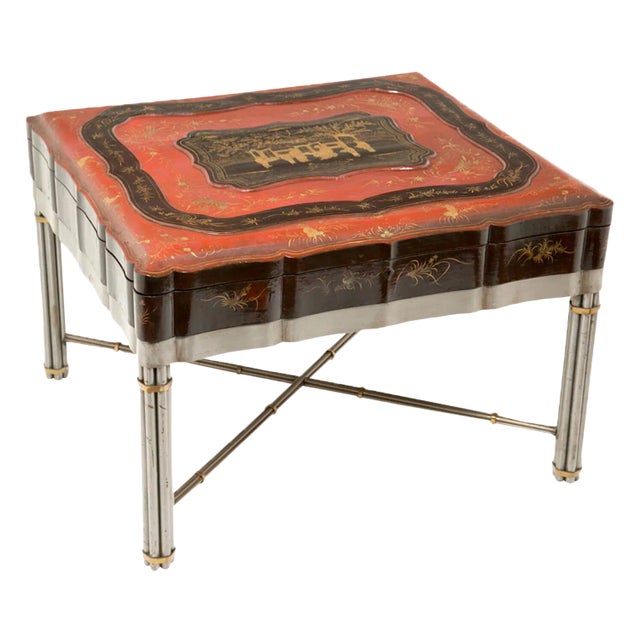 C. 1850 Chinese Lacquered & Gilt Robe Box For Sale