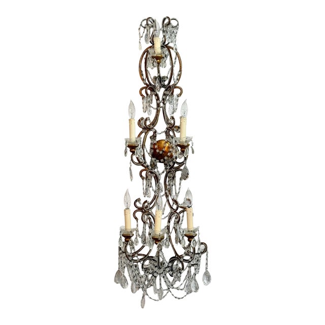 Single Vintage Beaded Wall Sconce For Sale