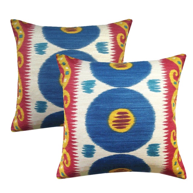Lee Jofa Emir Cadet Ikat Down Feather Accent Pillows Set Of 2