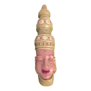 Decorative Slim Goddess Jeweled Ceramic Green Red Wall Decor Statue