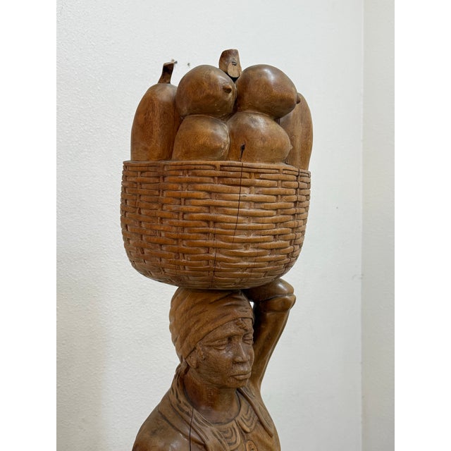 1970s Life-Size Haitian Solid Wood Statue For Sale - Image 5 of 9