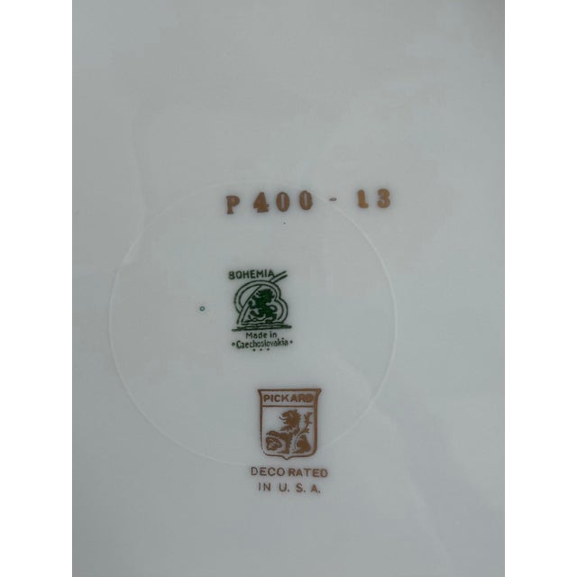 1930s Pickard Red & Gold Czech Bohemian Porcelain Dinner Plates - Set of 8 For Sale - Image 14 of 16