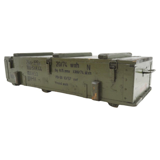 Industrial Wooden Army Crate, 1960s For Sale - Image 16 of 16