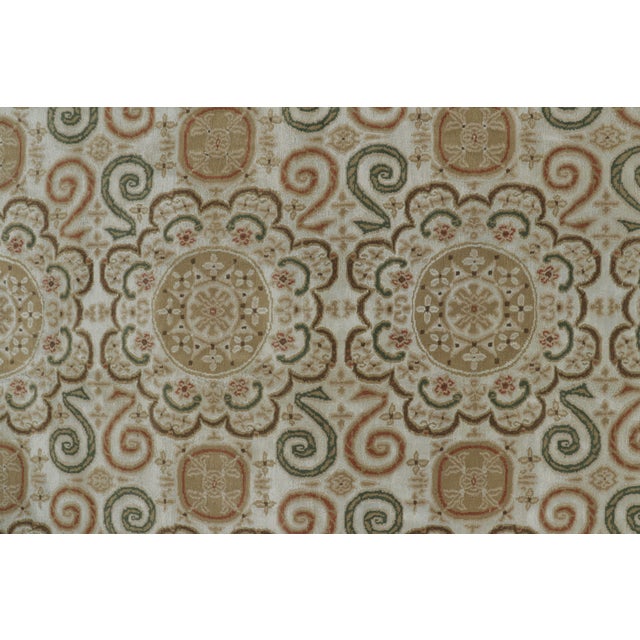 Rug & Kilim’s European Style Rug in Cream-White With Medallions in Green & Beige For Sale In New York - Image 6 of 9