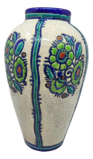 Art Deco Vase in Ceramic by Charles Catteau for Kéramis Boch, Belgium, 1925
