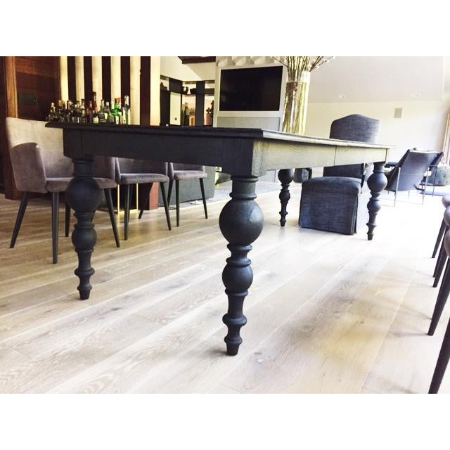 Black Stained Oak Dining Table Chairish