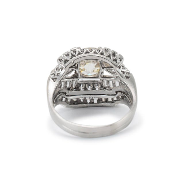 Antique Platinum Gia 3.90ct Old European Cut Accented Diamond Engagement Ring For Sale - Image 4 of 7