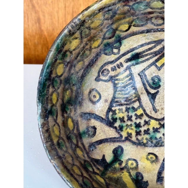 Islamic Buff Ware Slip Paint Ceramic Bowl with Animate Design Nishapur For Sale - Image 10 of 16