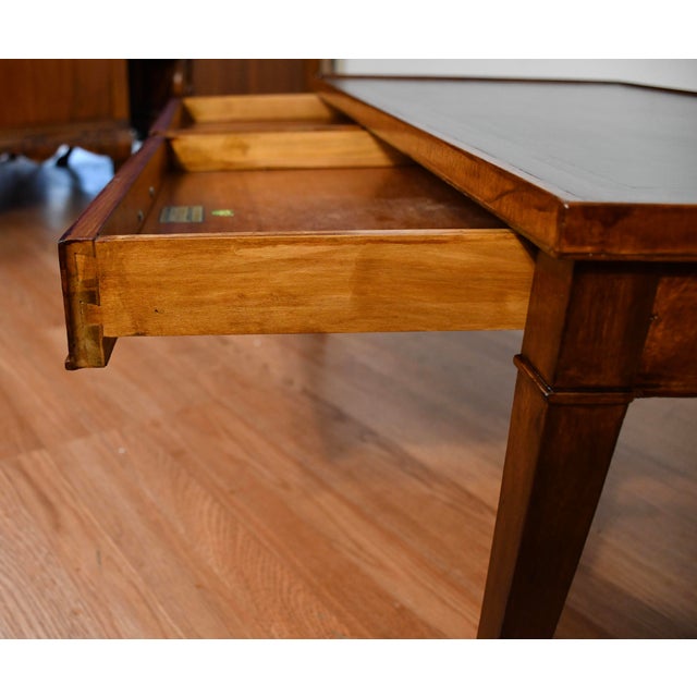 Wood 1930s English Regency Mahogany & Green Leather Top Coffee Table For Sale - Image 7 of 16