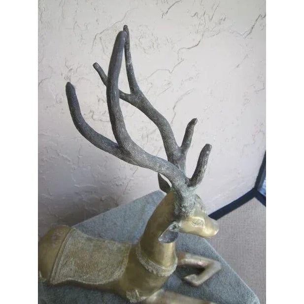 Art Deco Vintage Sarreid Brass Deer Sculpture Figurine For Sale - Image 3 of 12