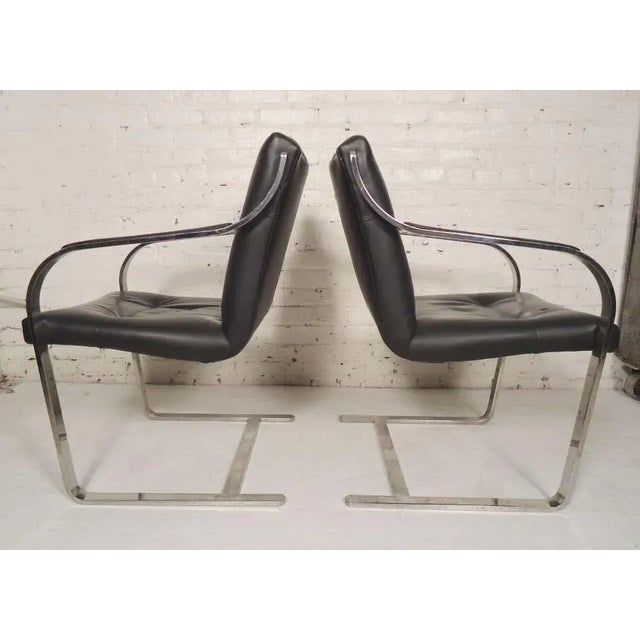 Sleek Midcentury Leather Chrome Chairs For Sale In New York - Image 6 of 6