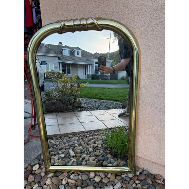 Vintage, Louis Philippe Style Solid Brass Wall Mirror, 19870-1908s (Heavy) For Sale - Image 4 of 12
