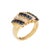 Stylish vintage diamond & sapphire ring (circa 1980s) crafted in 14 karat yellow gold. Carre cut diamonds total an...