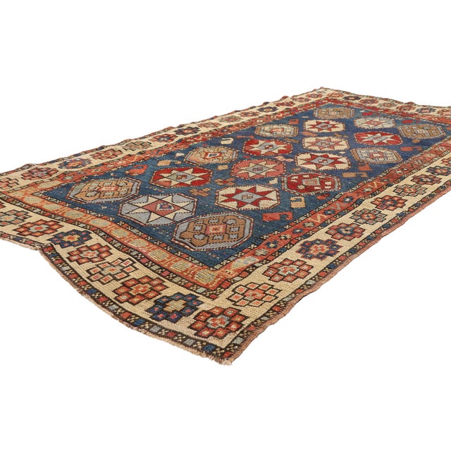 79516 Antique Caucasian Kazak Rug, 03'06 x 06'06. Starbound Steppes: Late 19th Century Caucasian Kazak Masterpiece of...