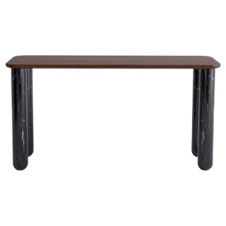 Small Walnut and Black Marble Sunday Dining Table by Jean-Baptiste Souletie For Sale