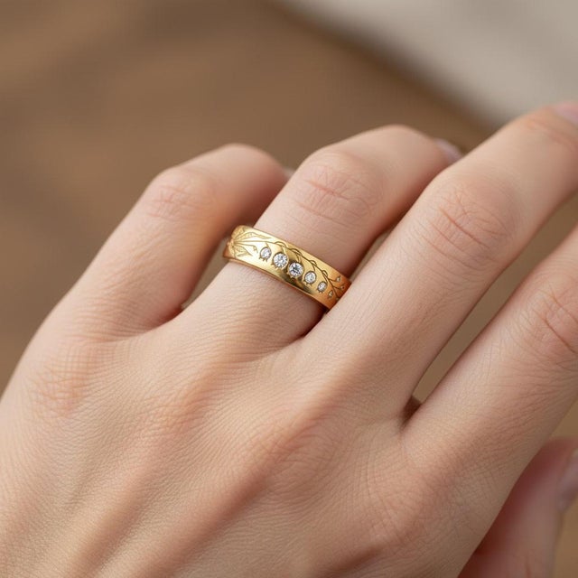 Lily of the Valley Ring. Flower Engagement Ring. Gold Lily Wedding Ring for Women. Birthday Flower Ring. Metal type: 925...