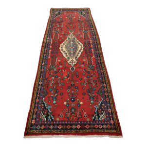 Malayer Runner 3’10” X 9’9” Red Wool Vintage Tribal Hand-Knotted Oriental Rug