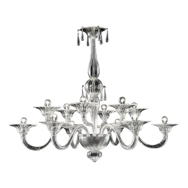 Transparent Venetian Murano Glass Chandelier by Simoeng for Simoeng For Sale