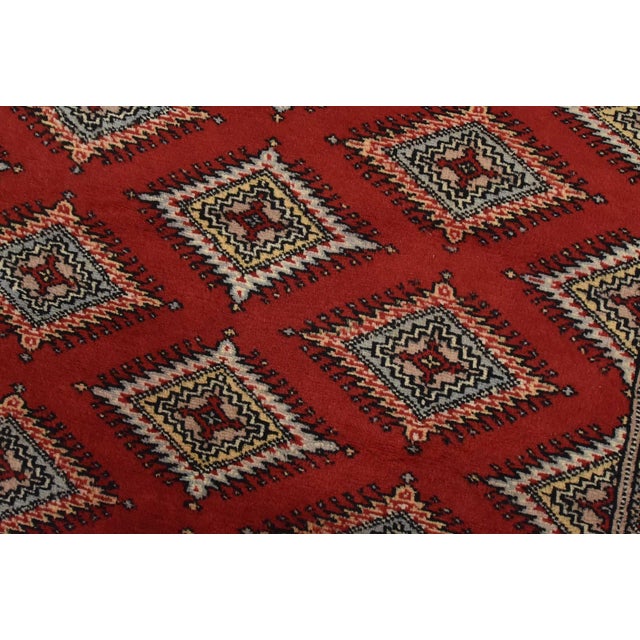 Bokhara Jaldar Rug 4’1” X 6’2” Red Wool Tribal Hand-Knotted Oriental Carpet For Sale - Image 4 of 12
