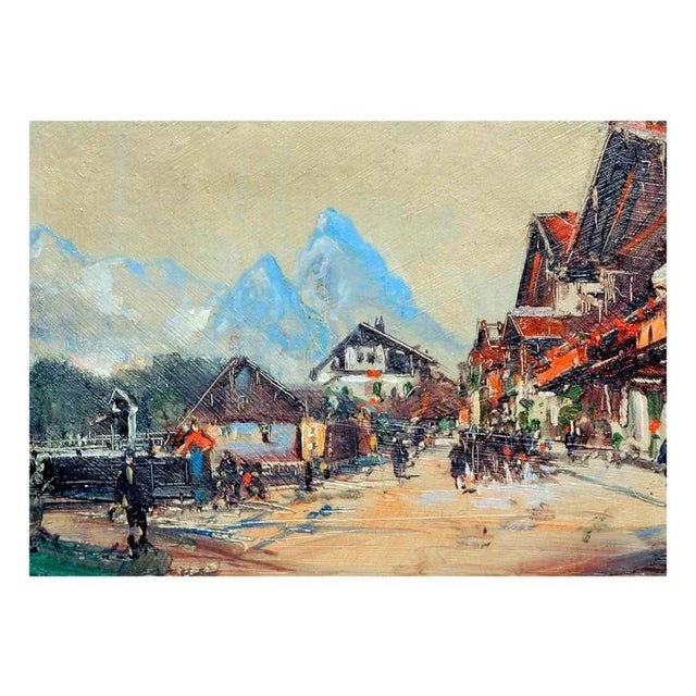 Village in the Swiss Alps by Otto Hamel For Sale - Image 4 of 6