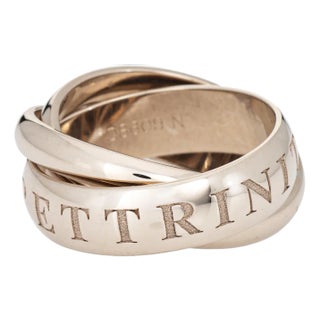 1990s Vintage Cartier Amour Et Trinity Ring C1998 Size 50 5 1/4 18k White Gold Jewelry For Sale