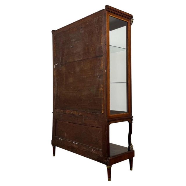 19th Century Antique French Mahogany Glazed Display Vitrine Cabinet For Sale - Image 6 of 10