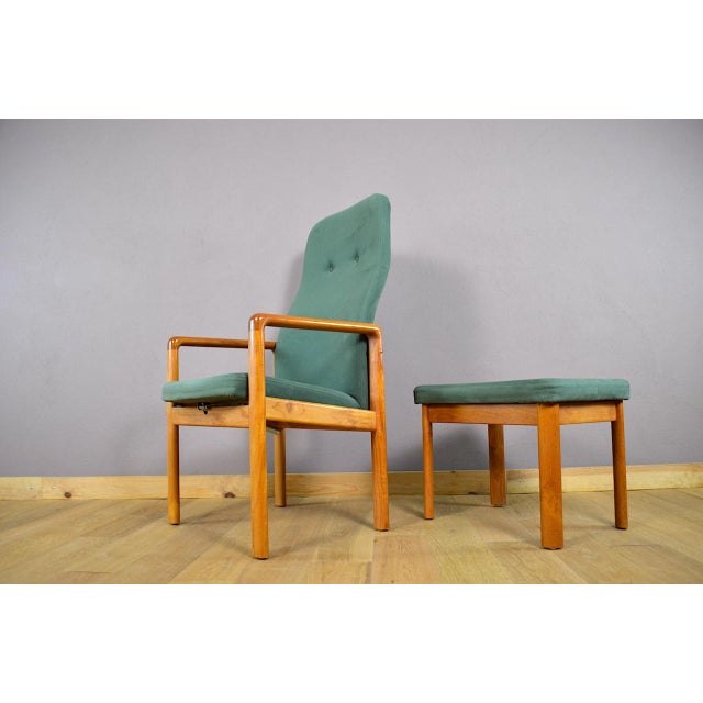 Wood Danish Relax Armchair and Ottoman in Teak by Schou Andersen, 1960 For Sale - Image 7 of 13