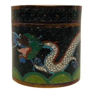Antique 19th Century Chinese Cloisonne Dragon Lidded Box