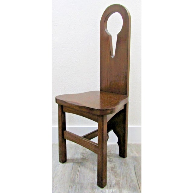 Antique American 1910s Pine Keyhole Dining Chair Side Chair For Sale - Image 9 of 13