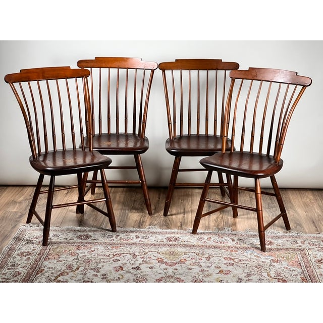 American Antique Set of Four New Hampshire Step Down Windsor Chairs Signed j.r. Hunt C. Early 19th Century For Sale - Image 3 of 13