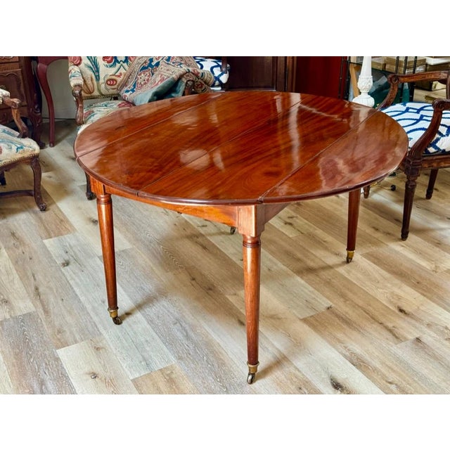 19th Century French Directoire Mahogany Breakfast or Small Dining Table, Circa 1800, 71" Total Length For Sale - Image 5 of 10