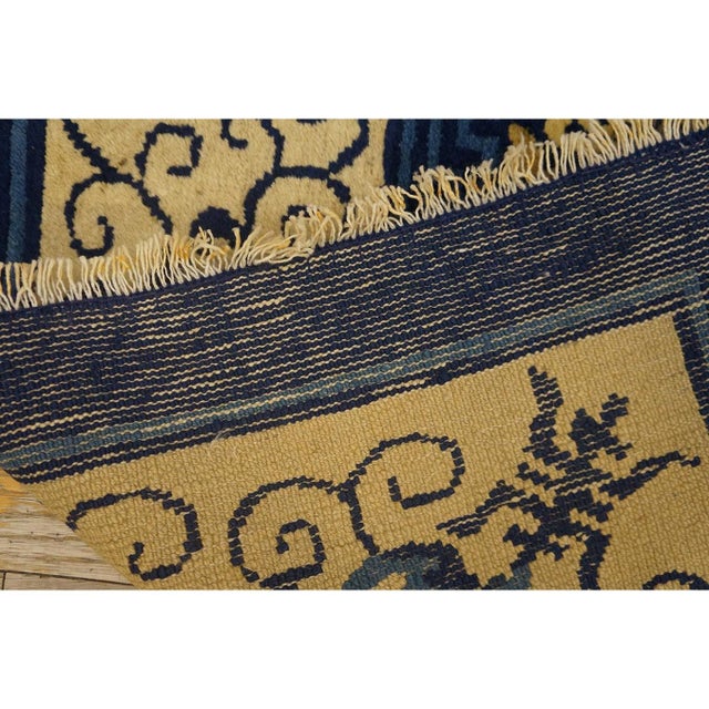Navy Blue Classic Greek Key Antique Peking Chinese Knotted Hallway Runner Rug For Sale - Image 9 of 10