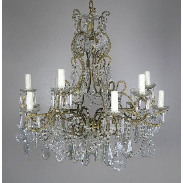 10-Light French Louis XV Style Crystal Beaded Chandelier, Circa 1930s For Sale - Image 13 of 13