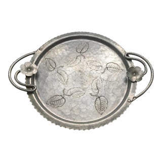 1950s Farberware New York Floral Aluminum Serving Tray For Sale