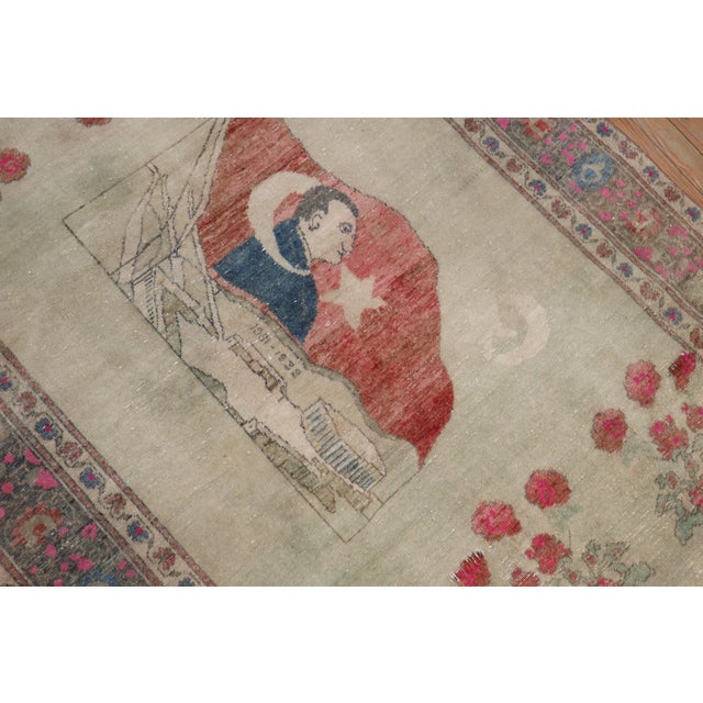 Mid 20th Century Turkish President Ataturk Rug - 4'4" x 7' For Sale - Image 13 of 18