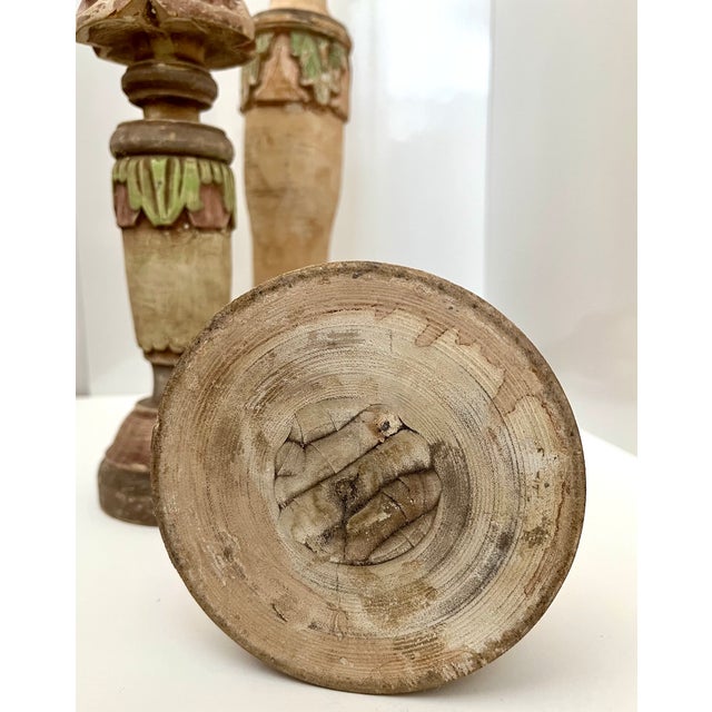 Romantic Trio - Distressed Painted Wooden Candleholders For Sale - Image 9 of 10