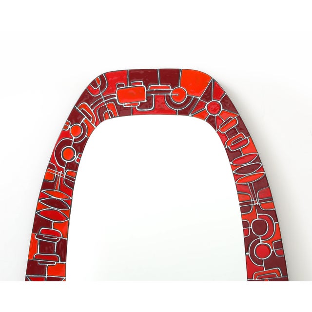 1960's large wall enamel Italian mirror designed and produced by Siva Poggibonsi, in vintage original condition with some...