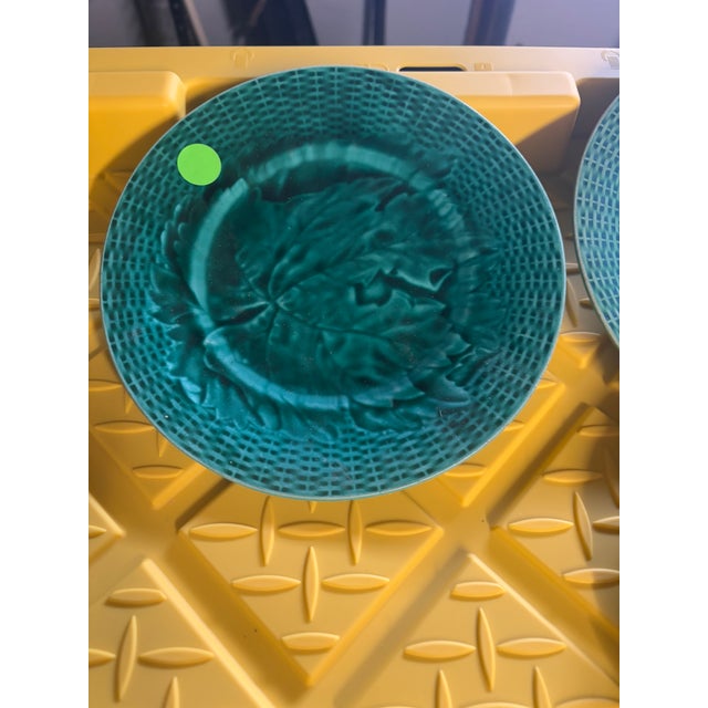 Green Majolica Leaves Plate, Circa 1890 For Sale - Image 9 of 10