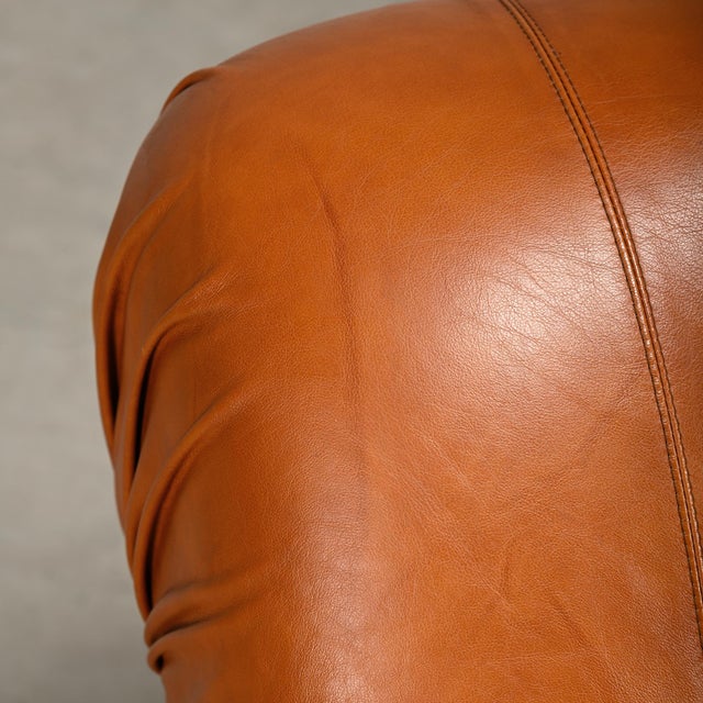 Cognac Leather Deposited Lounge Chairs by Rino Maturi for Mimo Padova, 1970s, Set of 2 For Sale - Image 16 of 18