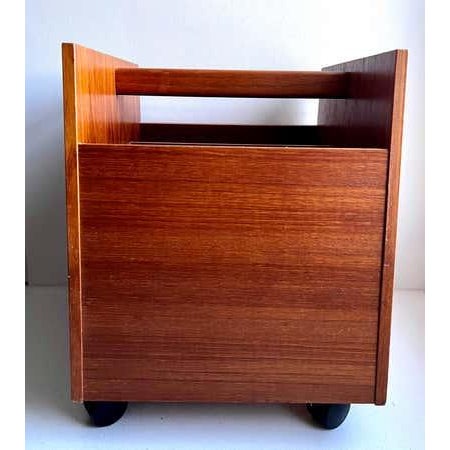 Teak Magazine / Album Rolling Storage Bin by Rolf Hesland for Brucksbo, 1960's For Sale - Image 16 of 18