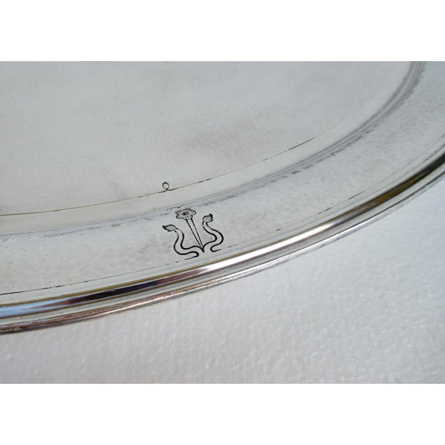 Metal C.1930's Reed & Barton Silver Plate Moroccan-Style Hammered Oval-Shaped Grand Serving Tray For Sale - Image 7 of 13