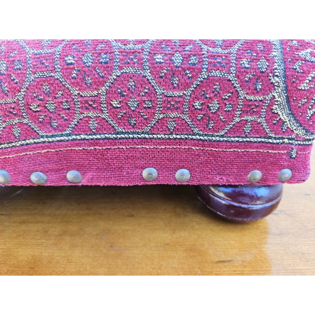 Red Reproduction French Victorian Style Footstool For Sale - Image 10 of 14