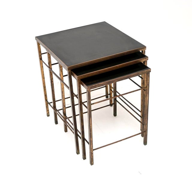 Vintage Brass Nesting Tables, 1960, Set of 3 For Sale - Image 6 of 11
