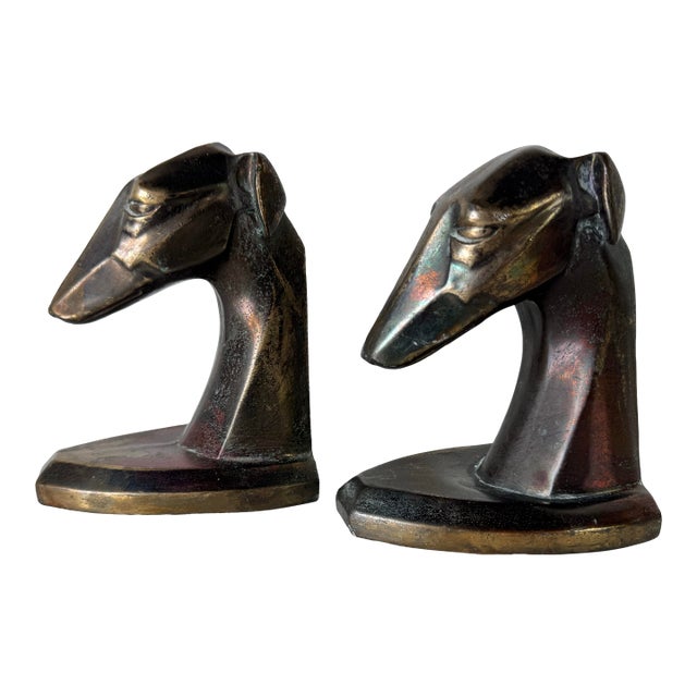 Vintage Art Deco Style Brass Dog Bookends – A Pair For Sale