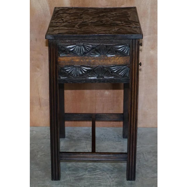Japanese Hand Carved Side Table with Cutlery Drawers from Liberty's, London For Sale - Image 12 of 18