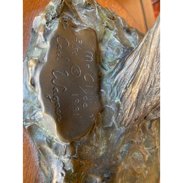 Metal "Mr. Clyde": A Bronze Gorilla Hanging From a Tree Sculpture by Artist Carl Wagner For Sale - Image 7 of 9