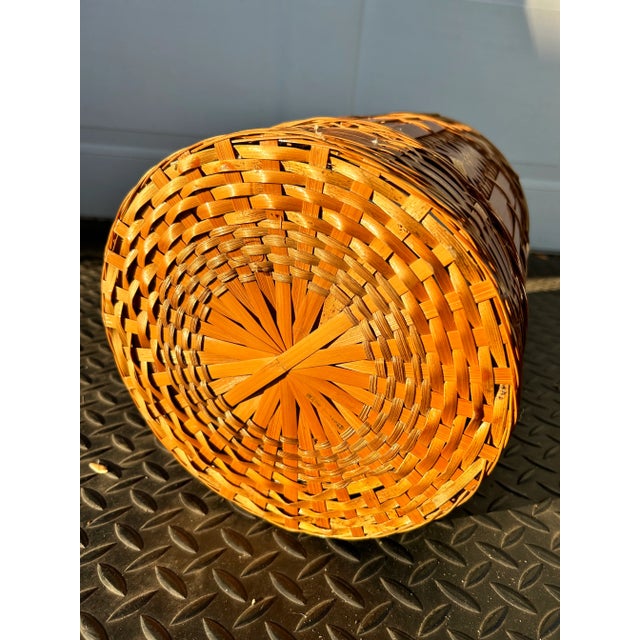 Late 20th Century Tall Cylindrical Woven Basket For Sale - Image 4 of 6