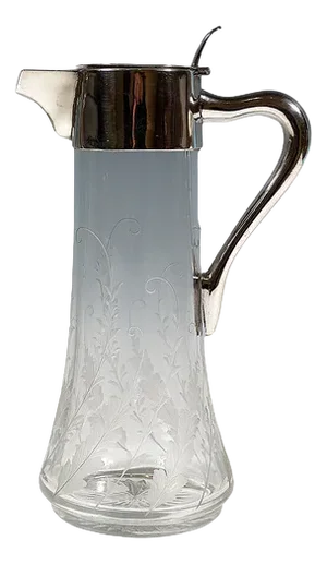 Art Nouveau Cut Glass Carafe with Silver Mount attributed to Robert Macher, Vienna, 1900s