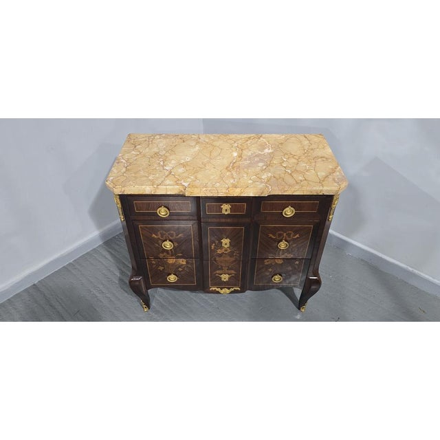 French Marquetry Commode Chest of Drawers, 1920s For Sale - Image 10 of 11